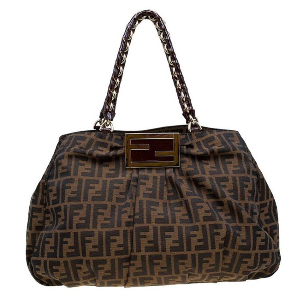 Fendi Tobacco Brown Zucca Canvas Large Mia Tote